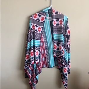 Teal & Pink Patterned Cardigan